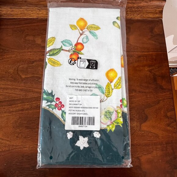 NWT Anthropologie LOU ROTA Dish Tea Towel 12 Twelve Days Christmas Reindeer New - Picture 2 of 5